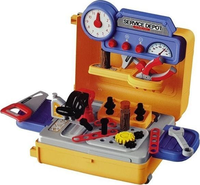 Set veglash lodër Lean Toys SmartTools Handyman, tavolinë pune, valixhe me rrota, shumëngjyrëshe