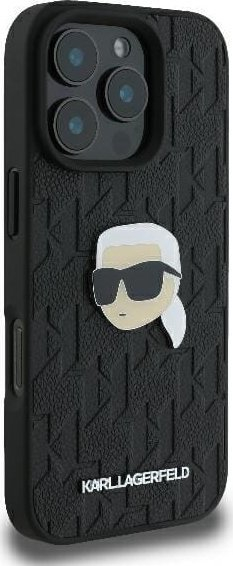 Mbulesë telefoni Karl Lagerfeld Monogram Karl Head, për iPhone 16 Pro Max 6.9", TPU PC, e zezë
