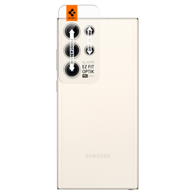 Mbrojtës kamere Spigen për Samsung Galaxy S23 Ultra, xham i temperuar, set 2 copë, ngjyrë krem