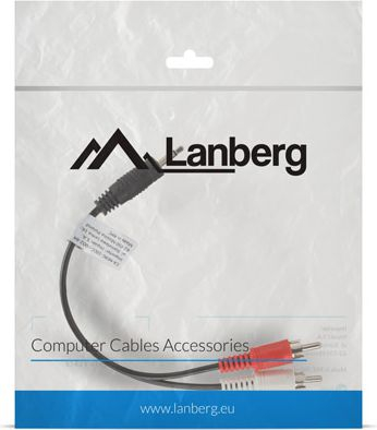 Kabllo Lanberg, 3,5 mm jack në RCA (Cinch) x2, 0.2 ​​m, e zezë