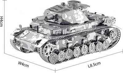 Puzzle metalik 3D Piececool Tank IV, model Panzer IV, 8.5cm, argjendtë