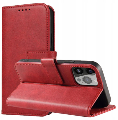 Kopertinë telefoni Hurtel për Samsung Galaxy S23 Ultra, magnetike, me portofol dhe stand, e kuqe