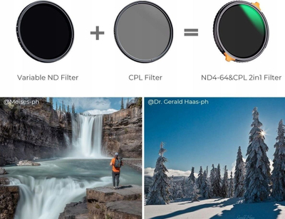 Filter hibrid K&amp;F Concept KF01.1911, 52mm, CPL Fader ND4 ND64, i zi
