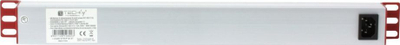 Prizë PDU rafti Techly I-CASE STRIP-813T, 19" 1U, 8x C13, e zezë argjend