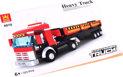 Set blloqesh për ndërtim Wange Heavy Truck 4970, 323 pjesë, kamion TIR i kuq