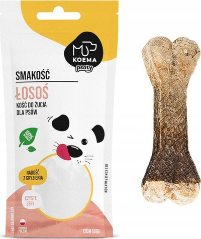 Shujtë për qen Koema Tasty Chew Bone Salmon, 55g, kockë përtypëse