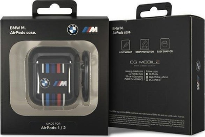 Mbulesë BMW BMA222SWTK për AirPods 1/2, TPU, me vija shumëngjyrëshe, e zezë