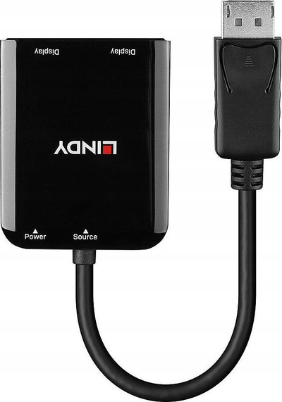 Hub Lindy DisplayPort në 2x HDMI MST, 2 porta, 4K, ngjyrë e zezë