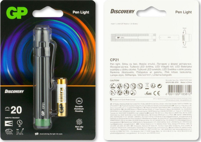 Dritë stilolapsi GP Discovery CP21, LED 20 lumen, IPX4, e zezë