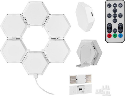 Llamba dekorative Tracer Ambience Smart Hexagon, set me 6 panele, RGB, shumëngjyrëshe