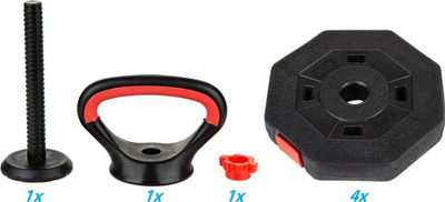 Kettlebell Eb Fit Composite, 10 kg, peshë që e çon lart ose e ul me 4 disqe nga 2.5 kg