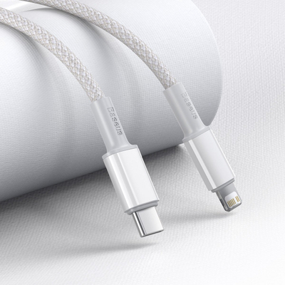 Kabllo karikimi Baseus USB C në Lightning, 2m, 20W, e bardhë