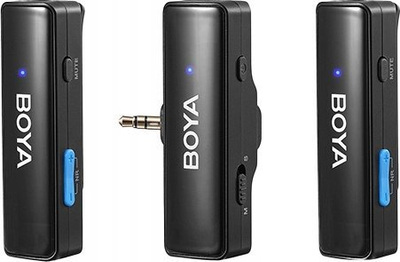 Mikrofon wireless lavalier Boya BoyaLink, me marrës Lightning USB C 3.5mm, me kuti karikimi, i zi