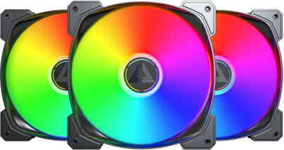 Ventilatorë kase Montech HP140 ARGB PWM, 140mm, set 3 copë me fan hub, të zinj