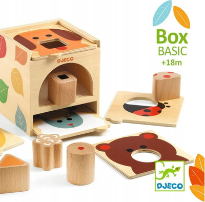 Lodër prej druri për mënuç Micki Box Basic, kuti me forma, për kalamaj 18m+