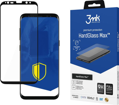 Xham mbrojtës 3MK HardGlass Max për Samsung Galaxy S8+, xham i temperum, mbulim i plotë, i zi