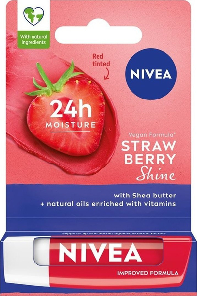 Balsam buzësh Nivea Strawberry Shine, për hidratim, 4.8g