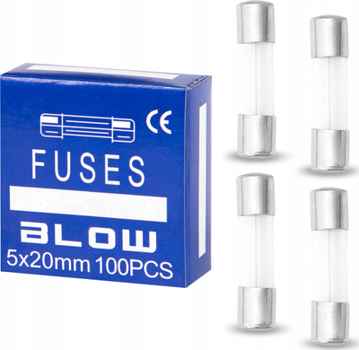Siguresa tubulare WTA 5x20mm, 10A, Fast, xhami, set 5 copë