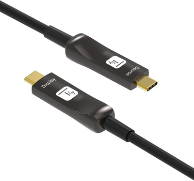 Kabllo USB C Techly Active AOC, me fibër optike, 4K, 10m