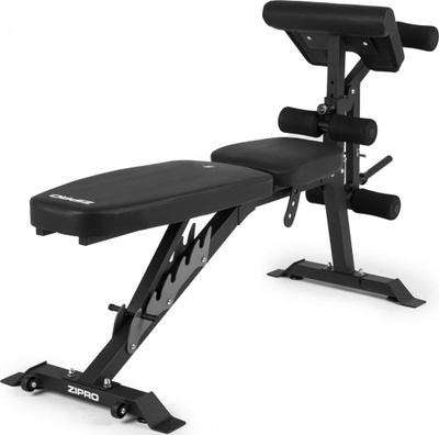 Stol fitnesi me mbajtëse Zipro Superset, 270kg, 164 x 56 x 116cm, i zi