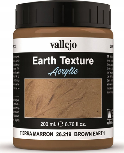 Pastë teksture akrilike Vallejo Brown Earth, efekt pluhuri dhe balte, 200ml, kafe