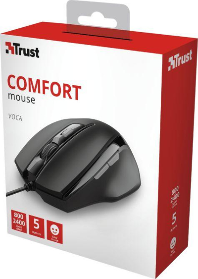Maus Trust Voca, me kabllo, USB, i zi