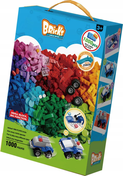 Lodra konstruktore blocks, 1000 pjesë, automjete policie, shumëngjyrëshe