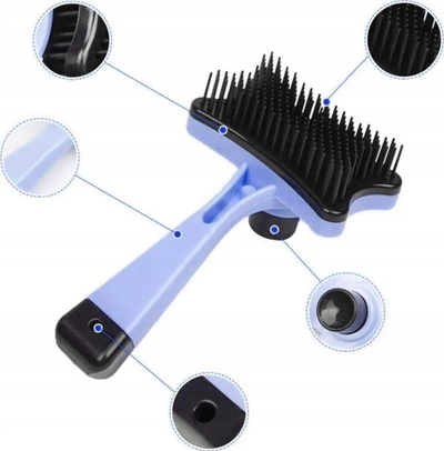 Furçë për qentë dhe macet Brush For Dog Cat, buton pastrimi, ngjyrë e kaltër