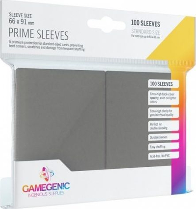 Mbështjellëse për karta Gamegenic: Prime CCG, 66 x 91 mm, 100 copë, të hirta të errëta