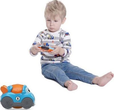 Makina lodër me telekomandë Chicco Turboball Coupé RC, 18m 4v, me efekte zanore, blu portokalli