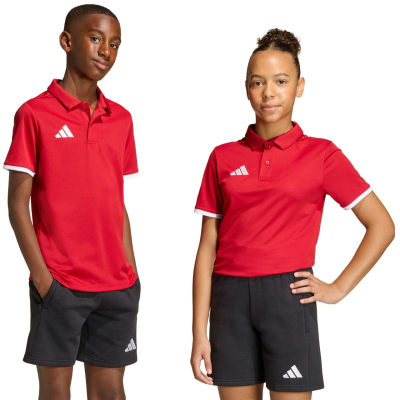 Поло блуза за деца Adidas Entrada 26, полиестер, спортска, црвена