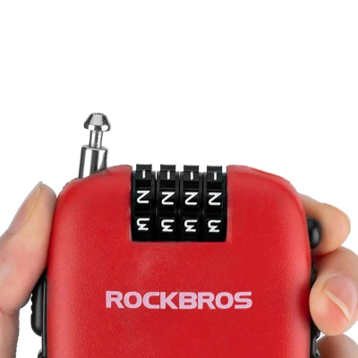 Bravë kabllo RockBros, me kombinim 4-shifror, kabllo 94cm, e kuqe