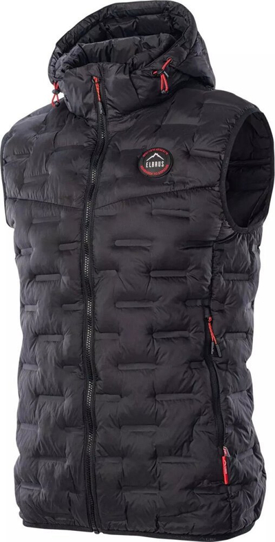 Jelek burrash Elbrus Mines Vest Primaloft, me kapuç që hiqet, izolim Primaloft Silver, ngjyrë e zezë
