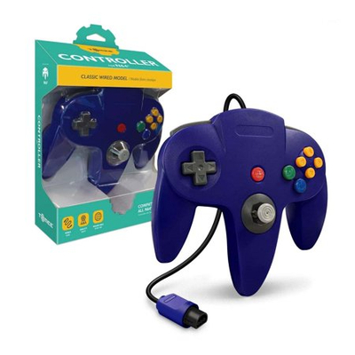 Kontrollor me kabllo Tomee për Nintendo 64, vend për memory card, blu