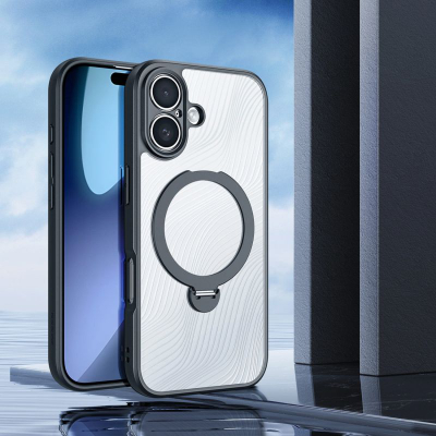 Kopertinë mbrojtëse Dux Ducis Aimo Mag për iPhone 17, unazë magnetike, pozicion qëndrimi, e zezë