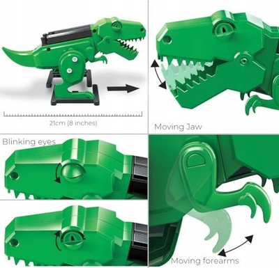 Lodër robotike Kidzrobotix Tyrannosaurus Rex Robot, set ndërtimi, me motor, jeshile