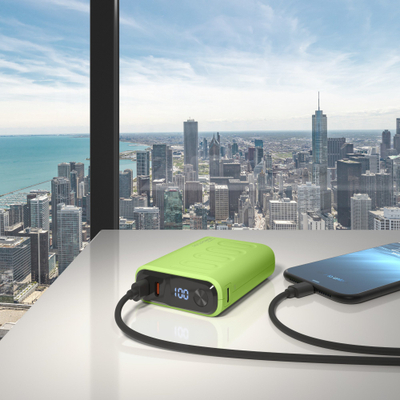 Powerbank RealPower PB-10000C PD Plus, 10000mAh, 3x Type C, e gjelbër