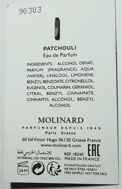 Parfum për gra Molinard Les Elements Patchouli, Eau de Parfum, 1 ml, vial