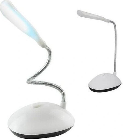 Llambë tavoline RoGer Mini Desk Lamp, LED, qafë fleksibile, e bardhë