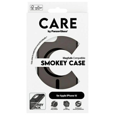 Mbulesë telefoni PanzerGlass CARE Flagship, MagSafe, për iPhone 15, e zezë smokey