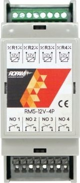 Modul rele RM5 12V DC 4 kanale, 5A 250V, për shinë DIN