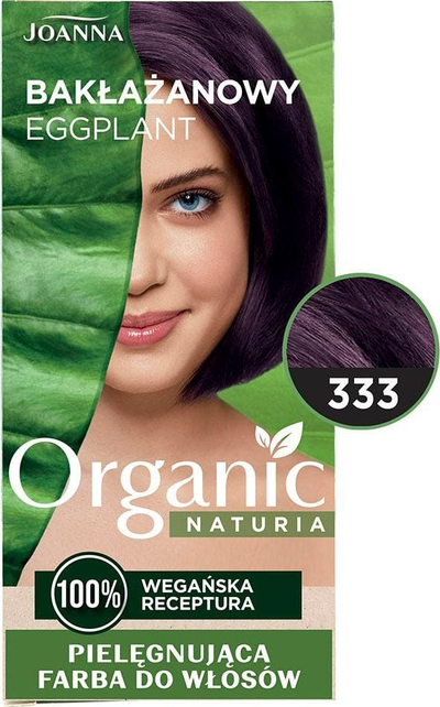 Ngjyrë flokësh Joanna Naturia Organic 333 Aubergine, vegane, pa amoniak