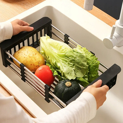 Kosh kullues i zgjatueshëm për lavaman, çelik inox, teleskopik, i zi