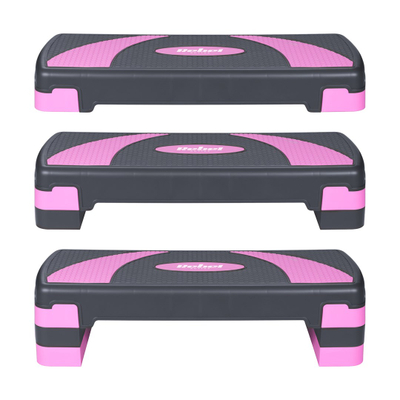 Step aerobik Rebel Active, 78 cm, 3 nivele, roz e zezë