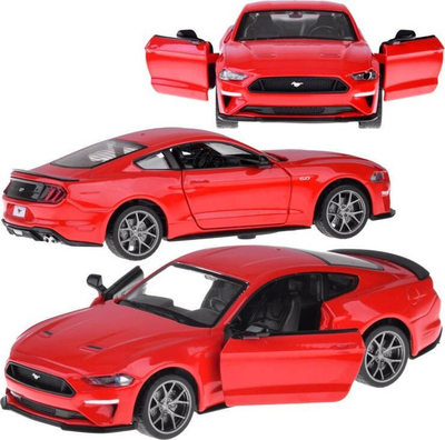 Maket metalik makine Ford Mustang GT 2018, shkallë 1:34, drita dhe zë, i kuq