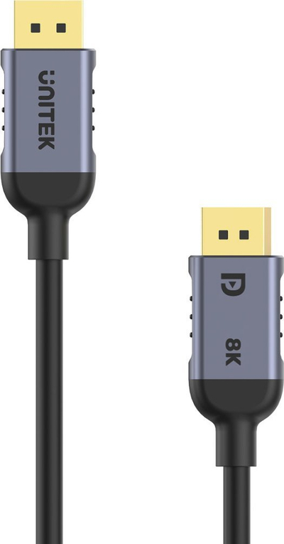 Kabllo DisplayPort UNITEK C1628GY01, 1m, 8K, e zezë me gri