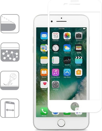 X стакло за заштита Moshi Moshi IonGlass за Ајфон 8 Плус 7 Плус 6s Плус 6 Плус, 0.3мм, бело