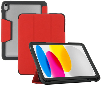 Kapak tablet Mobilis 062008, për iPad 11\" 2025 dhe 10.9\", flip case, i zi me të kuqe transparent