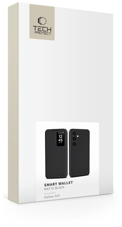 Kllëf portofol Tech-Protect Smart Wallet për Samsung Galaxy S24, me dritare Smart View, i zi