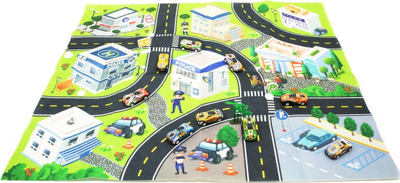 Set lodrash Icom Polska Metal Car Collection 2, 9 makina metalike, tapet rruge 80x70 cm, blu